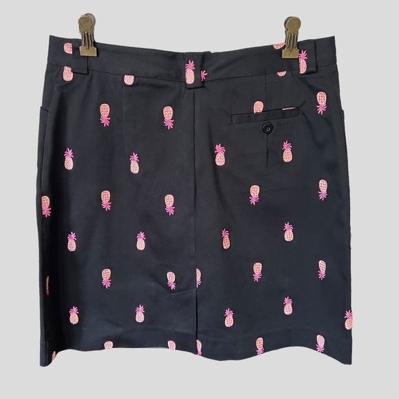 Lilly Pulitzer Mini Skirt Black Pink Pineapple Embroidery Cotton - Picture 2 of 4